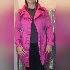 Bebe Pink Fuchshia Satin Trenchcoat Small
